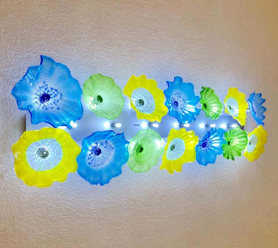 

European Flower Plates Wall Lamps Italian Design Hand Blown Glass Wall Lighting LED Murano Glass Art Wall Sconce