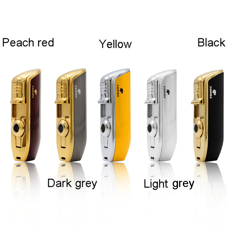 

Cigar Lighter Accessories Pocket Mini Portable Metal Snake Mouth Shape Butane Gas Windproof 3 Torches Spray Lighter Puncher BH1895 ZX