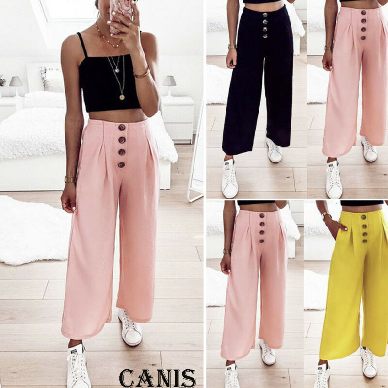 

Women 2019 Casual Loose Wide Leg Pant Elegant Women Fashion Style Taste Exquisite Pure Color Pants Female Female New Pant, Black