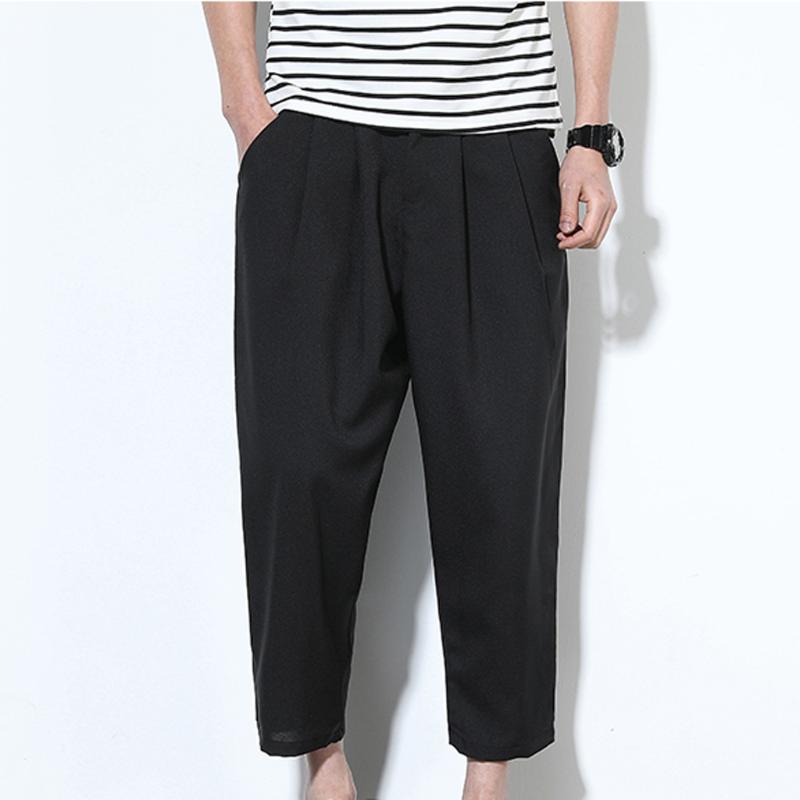 

men Wide Leg Pants 2020 Summer Hot Sale Men's Cotton Linen Breathe Loose Casual Pants Large Size Wide Leg Pants#0220g30, Gray