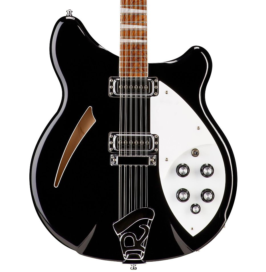 

12 Strings Electric Guitar Black 360 Semi Hollow Body Triangle Mother Of Pearloid Fingerboard Inlay