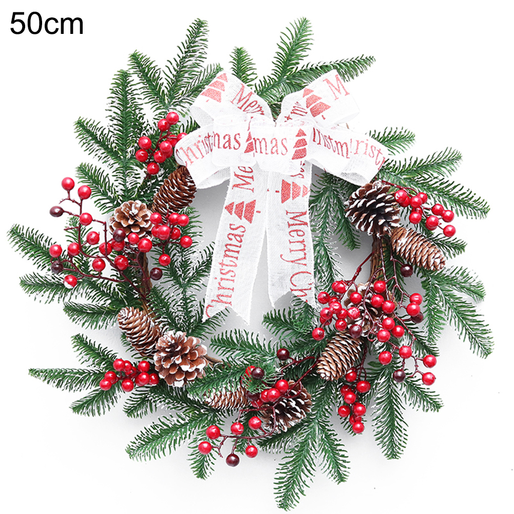 

Christmas Decoration Home Indoor Window Front Door Wall Cherry Christmas Wreath Ornament Creative Fruit Pine Wreath Decoration, 40x10cm