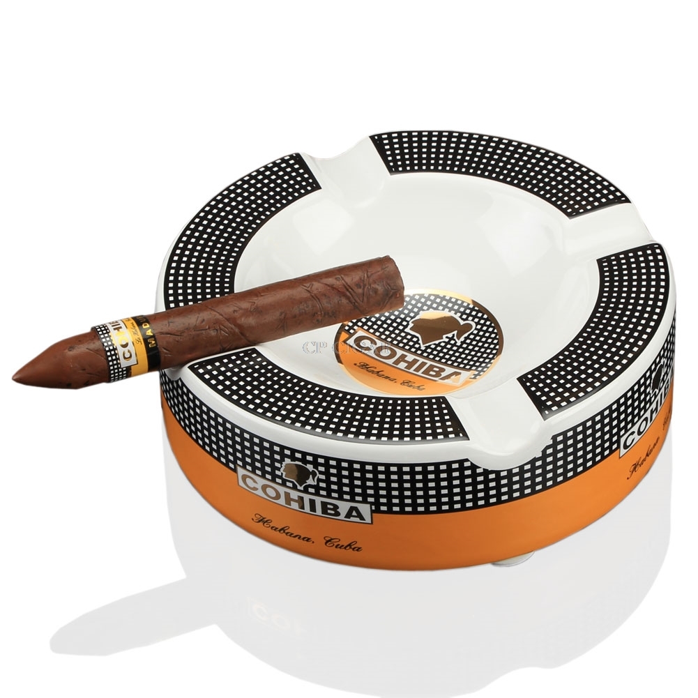 

COHIBA Portable Cigar Ashtray Home Ceramic Ashtray Luxury Tobacco 4 Rest Holder Cigar Ash Tray T200111