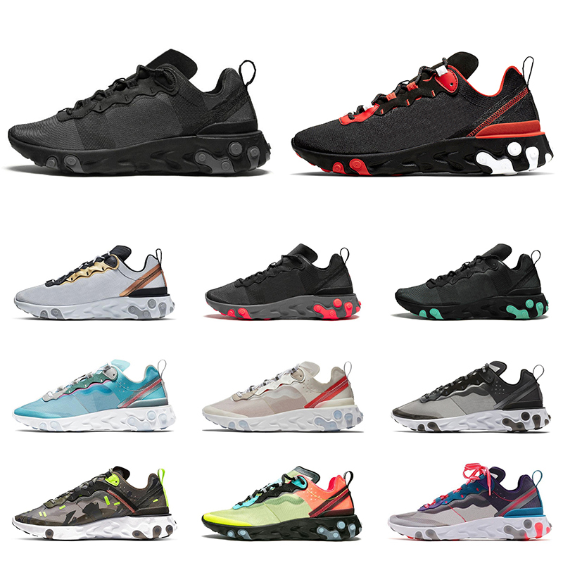 

hot sale react element 55 87 undercover running shoes for men women Bred Team Red Light bone mens trainer breathable sports sneakers, 11 hyper pink