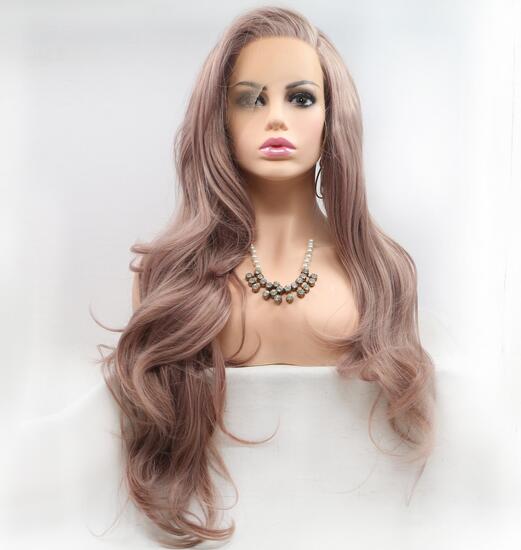 

Big price cut | Star hairstyle European and American big wave body wave curls Front lace half-hand hook wig cover 18-26 inches, As shown