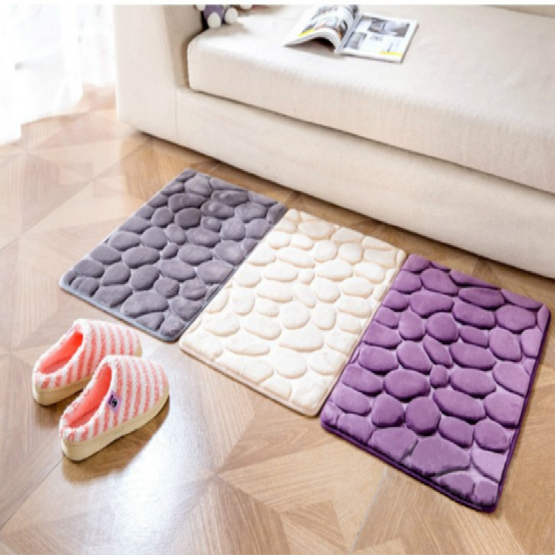 

40*60CM Coral Fleece Bathroom Memory Foam Rug Kit Toilet Pattern Bath Non-slip Mats Floor Carpet Set Mattress for Bathroom Decor, Gray