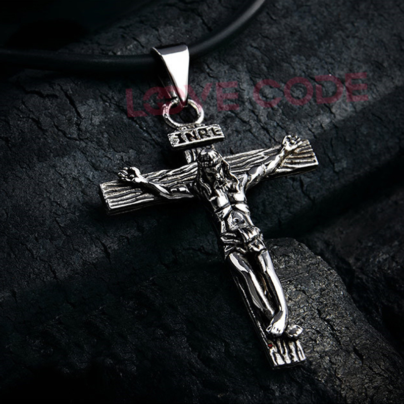 Cimya Stainless Steel Mens Cross Pendant Jesus Necklace Gift for Men Birthday Gift