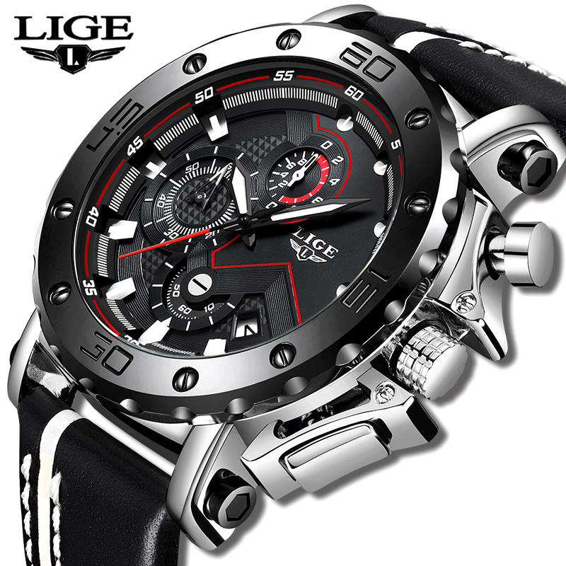 

New Fashion Watch Men LIGE Top Brand Sport Watches Mens Quartz Clock Man Casual Military Waterproof WristWatch Relogio Masculino LY191206, Rose gold black
