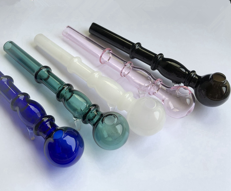 

Newest glass oil burner pipe Hand Smoking Pipe with Approx 14cm Colorful Glass Bowl Thick Pyrex Heady Glass Tobacco Water Pipes