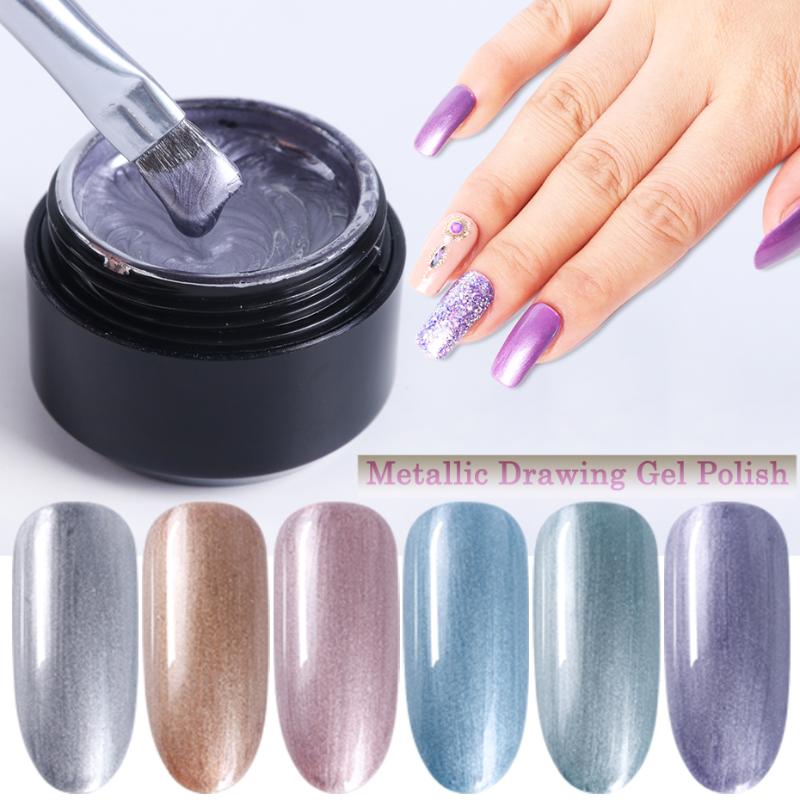 

6ml Metallic Drawing Gel Polish Hook Line UV Gel Metal Silver Mirror Varnish DIY Soak Off Lacquer Nail Art Painting LY776-2, 06