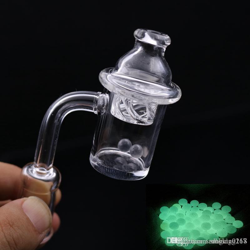 

Beveled Edge Quartz Banger+Spinning Carb Cap + terp pearls with 10mm 14mm 18mm Male Female Thick banger Domeless nail for Dab Rig Bong