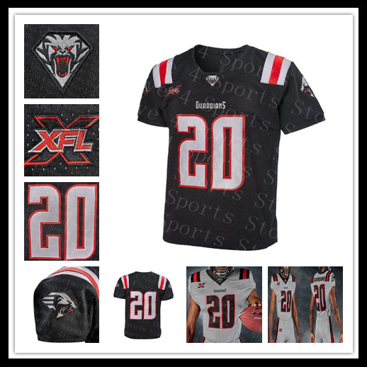 

Custom 2020 XFL NY Guardians Jersey Football Matt McGloin Marquise Williams Perez Mekale McKay Horn Tim Cook III Darius Victor Stitched 4XL, Black