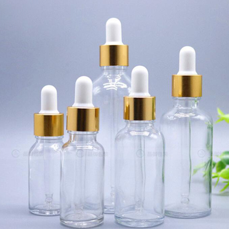 

Wholesale 5ml 10ml 15ml 30ml 50ml 100ml Clear Glass Essential Oil Bottles Eye Dropper Bottles With Gold Lids For E Liquid