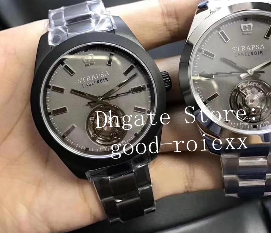 

Men's Real Seagull Tourbillon Movement Watches Mens Mechanical 3131 Watch Men Black Pvd Steel Label Noir 116400 Sapphire 42mm Wristwatches, Silver