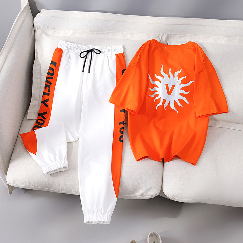 

2020, the new wind han edition fashion western style leisure sport suit female loose two-piece outfit in the summer, See chart