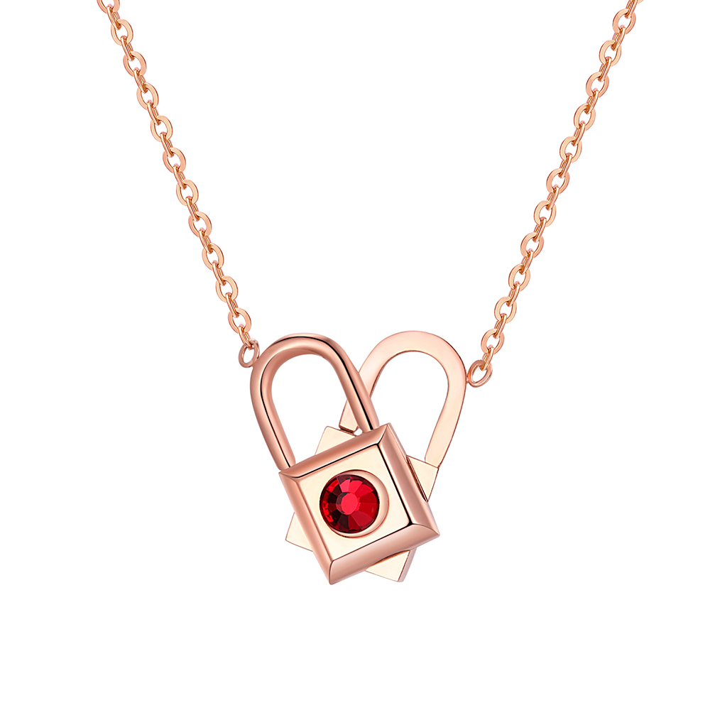 

Charm Deformable Heart Shape Lock Lover Pendant Necklace 316L Stainless Steel 14k Gold Plated Titanium Steel Necklace WomenJewelry