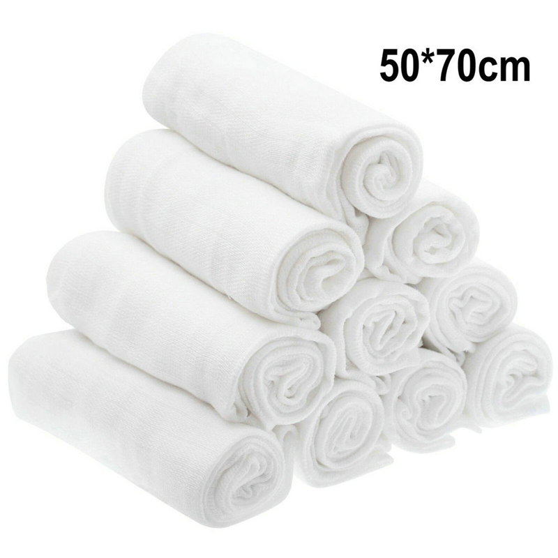 

1 Pcs White Muslin 100% Cotton Baby Cloths Nappy Inserts Bibs 50x70 cm