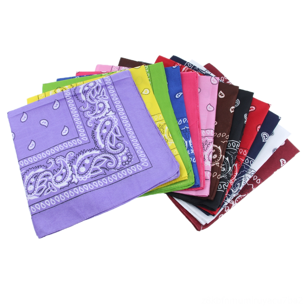 Multi Colour 100/% Cotton Plain Bandanna Cow Boy Girl Biker Neck Scarf ^P Bandana