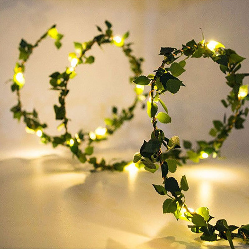 

2m 20LED Ivy Leaf Garland LED fairy string lights copper wire Wedding decoration Garland Light Christmas home party Decoration