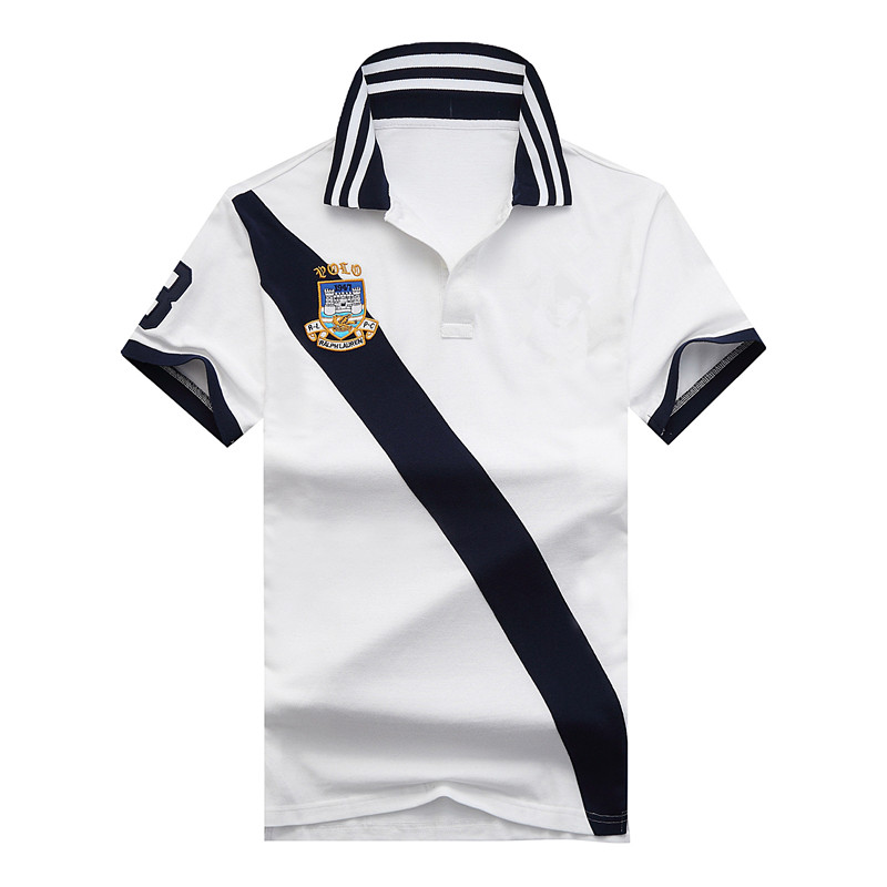 

Free shipping!2020 The summer Oblique stripe Slim mesh Short Sleeve big horse Polo men's T-Shirt 100% Cotton,Drop shipping, White