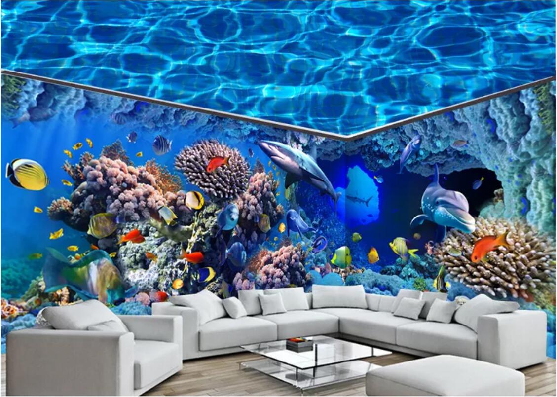 

3d wallpaper custom photo mural 3DUnderwater World House Wall art canvas pictures wall tapestry 3d, Non-woven fabric