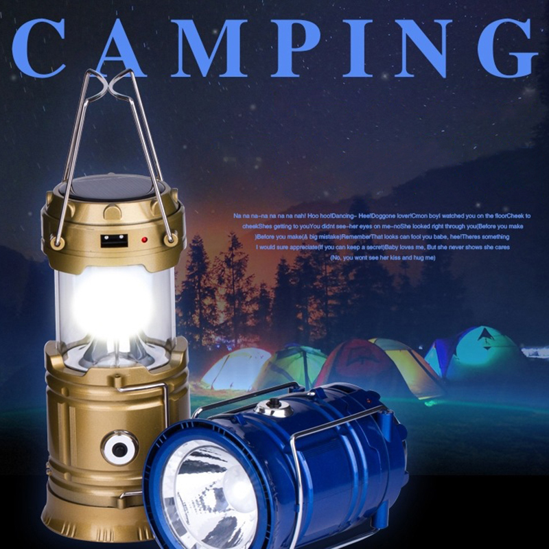 

Camping Lamp USB Rechargeable Light Outdoor Tent Lantern Solar Powered Collapsible Lamp Emergency Stretched Torch