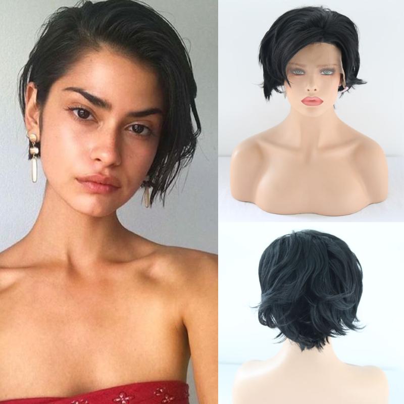 

Charisma Short Bob Wigs Heat Resistant Hair Synthetic Lace Front Wigs For Black Women Short Pixie Wig For Summer Bob Wig, As pic