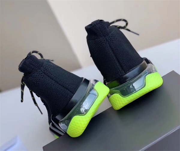 

New Lace-up Clear Sole Sneaker Fashion Men Women Sock Trainer Designer Shoes Black White Knit Ankle Boots Best Quality, Color 2