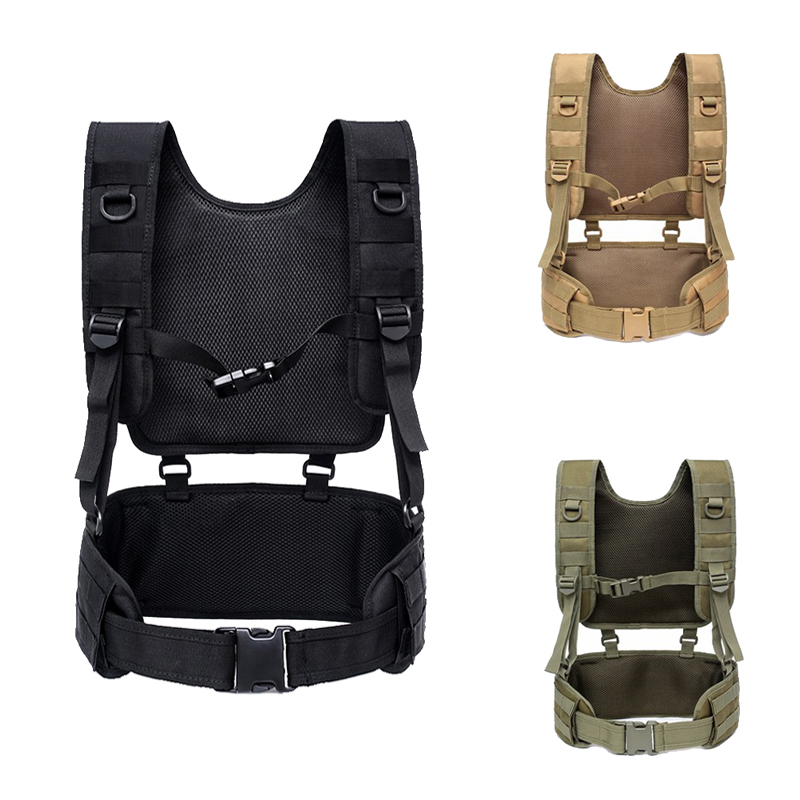 

Molle Tactical Chest Rig Vest Hunting Vests Harness Combat Padded Belt Outdoor Paintball Equipment, Black