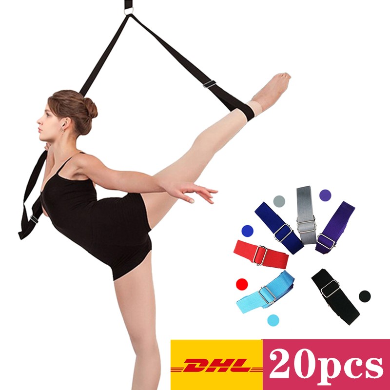 

20pcs DHL Ship Adjustable Sports Yoga Ballet Band Dance Gymnastic Exercise Rope Elastic Stretching Strap Leg Stretcher Strap, Black