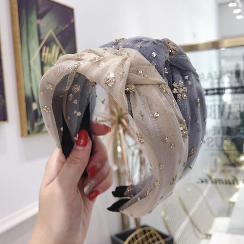 

Haimeikang 2020 New Fashion Lace Crystal Flower Hairband Rhinestone Headband For Women Knot Hair Band Hair Accessories