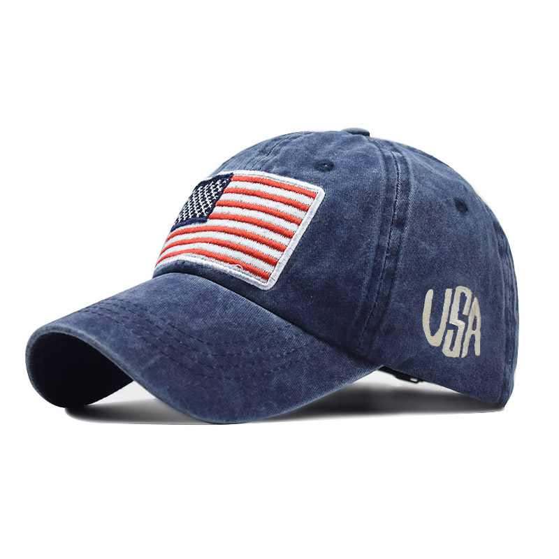 

2020 explosion models washed to make old letters baseball cap wild trendy men and women American flag cotton hat