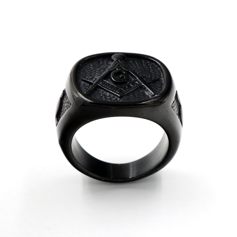 

Calm Black plated College Style Freemason Ring Masonic Rings for Men,Stainless Steel Wedding band Ring Jewelry Christmas Male ring