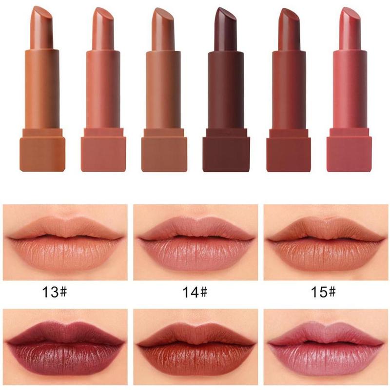 

women's charming 6pcs/set Pumpkin Color Vampire Matte Velvet Long Lip Lipstick Waterproof Kit Lasting F3Y6, 6 pcs