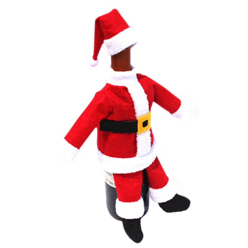

Red Wine Bottle Cover Bags Christmas Dinner Table Bottle Decoration Home Party Decors Santa Claus Christmas Supplier