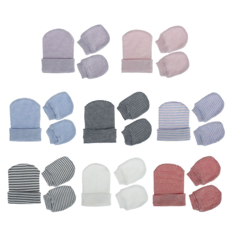 

Newborn Hat Infant Baby Cap and Mitten Set Soft Cute Nursery Beanie Hat new, Bkw