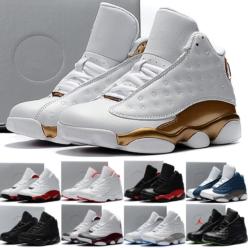

Top 13 13s Kids Basketball Shoes 2022 Designer Reverse He Got Game Black Cat Court Purple Flint Boys Girls Children Shoes Size 28-35, C04