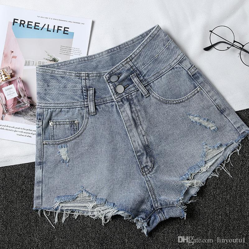 

2020 Fashion Ladies Tassel Hole High Waist Summer Short Jeans Sexy Mini Booty Shorts for Woman Fashion, 2#