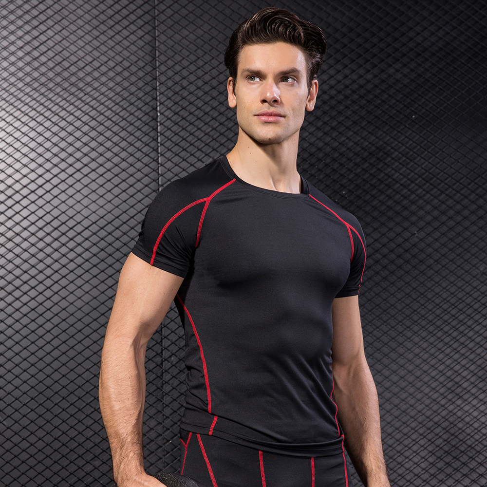 

Lixada Pack of 3 t-shirts Men Short Sleeve Compression Shirt Quick Dry Running Fitness Athletic Workout T-Shirt Baselayer Top, Black