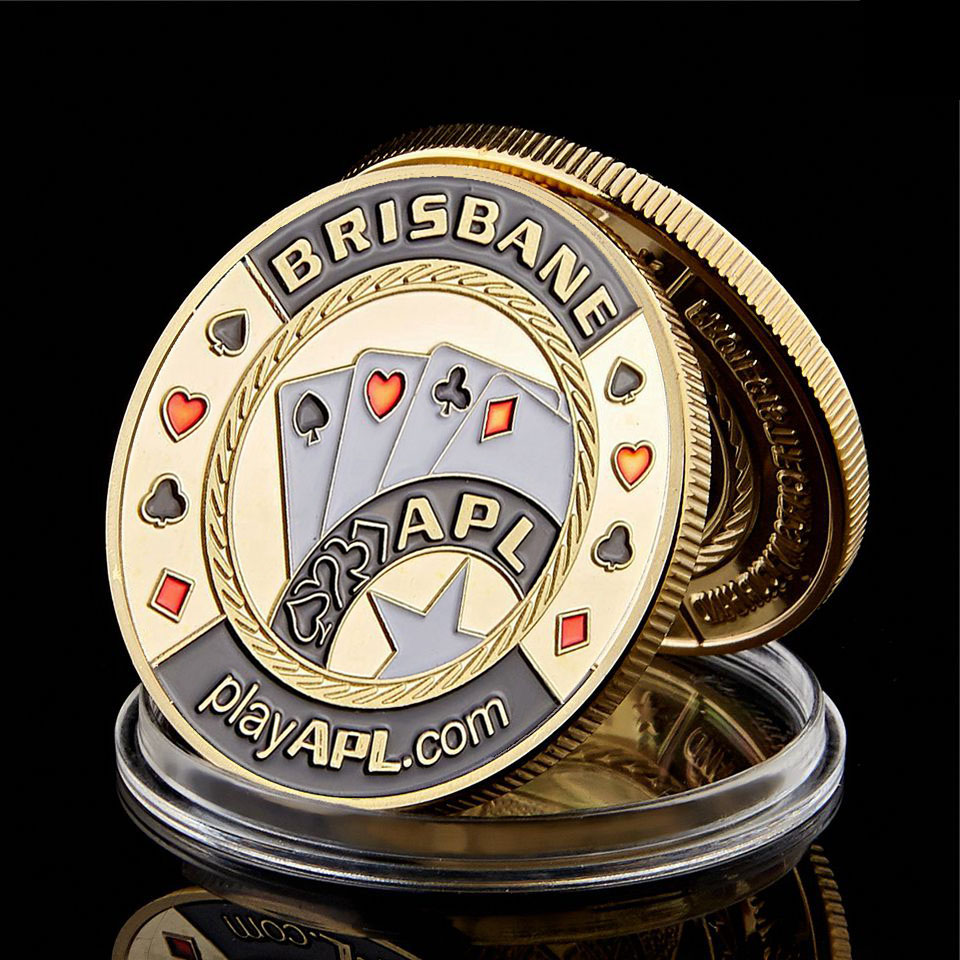 Metal Craft Chip Poker Game Guard Card Protector Coin National Pastime Gold Plated With Round Case-image-523806869