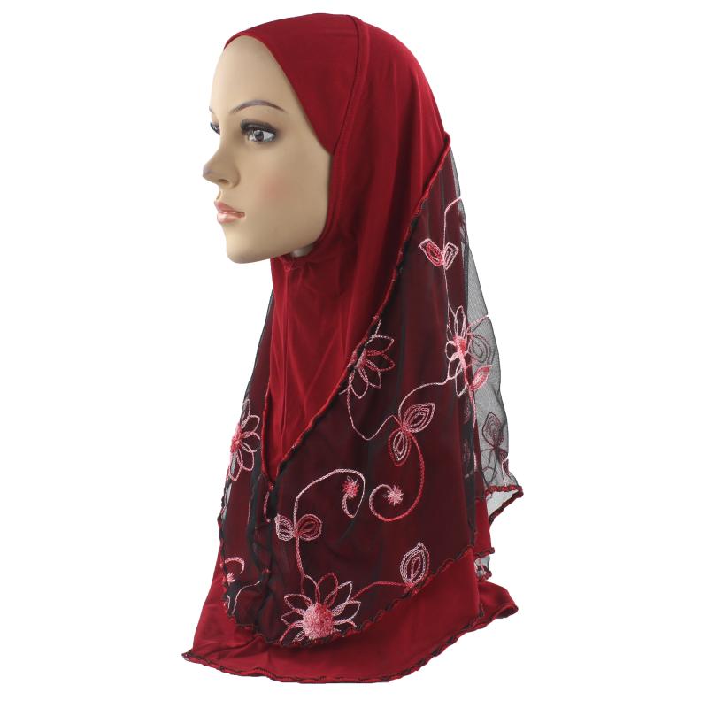 

10pcs Muslim Women Girls Hijab Embroidered Scarves Wrapped With Beauty Gauze Flower Pattern Scarf Soft Scarf Wholesale