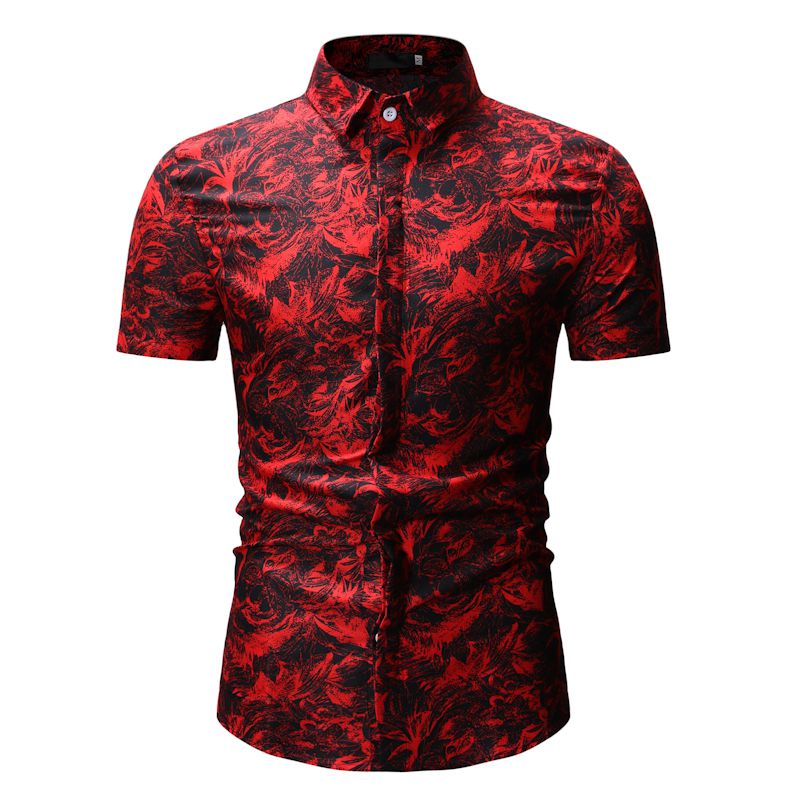 2020 2019 Summer Men'S Casual Shirts Cotton Polyester Print Turn Down ...