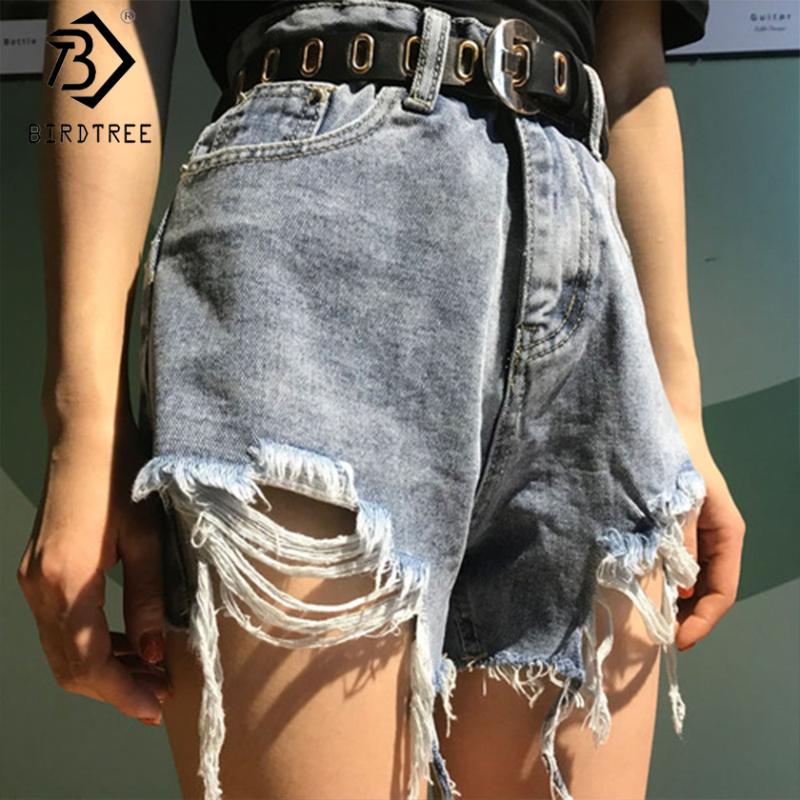 

Plus Size Women Loose Cotton Denim Hole Tassel Shorts Spring Summer Casual High Waist Bottoms Wide Leg Shorts New 2020 B03508O, Black cotton