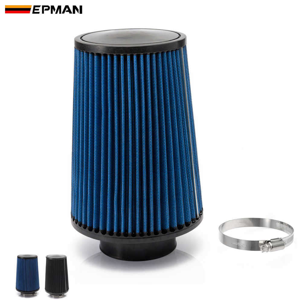 

EPMAN - 3" Universal Chrome Inlet Long Ram Cold Intake Round Cone Air Filter (Blue,Black) EP-AF002G