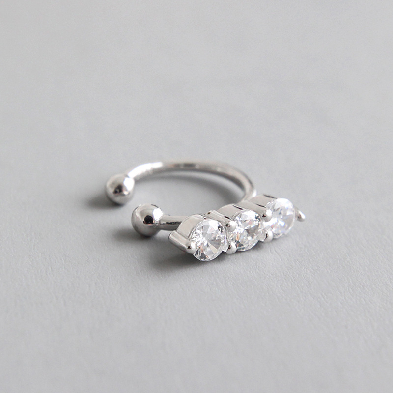 

ONLY 1PC 100% real. Authentic 925 Sterling silver PRONG Zirconia + Clip Earrings (No pierced) Fine jEWELRY TLE625