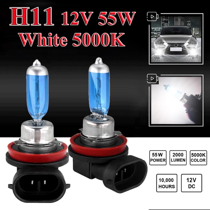 

2pcs H11 12V 55W Halogen Lamps Bulb for Cars Xenon White 5000k Halogen Blue Car Headlight Lamp Globes Bulbs HID Car Accessories
