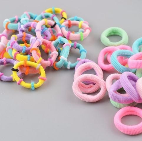 

50 Pieces Boutique Girls Elastic Tie Rope Small Nylon Band 2.5cm Kids Mini Circle Hair Accessories A38