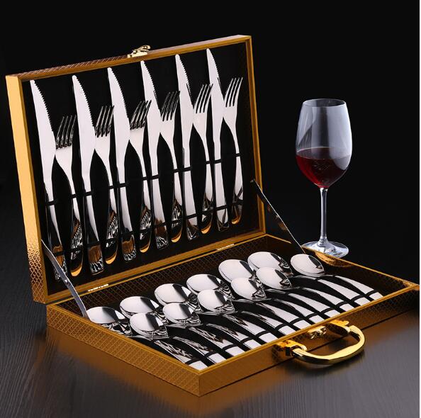 

304 knife, fork, spoon, stainless steel Dinnerware Sets Western steak family gift box, Multi