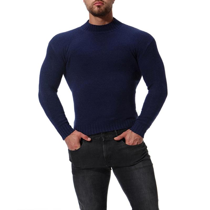 

Solid Winter O Neck Thick Warm Sweater Man Sweaters, Blue