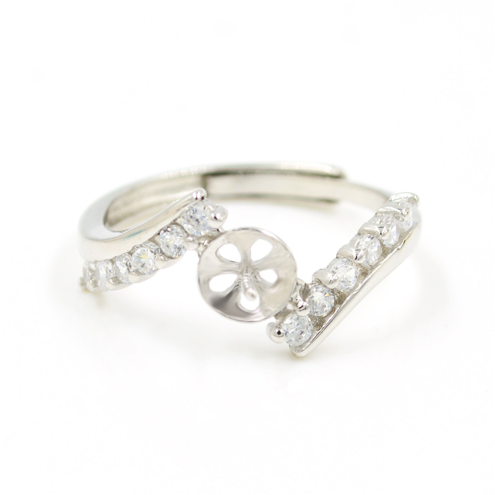 wholesale S925 Silver Ring Accessories Pearl Ring SS oyster pearls mounting Adjustable Classic Zircon Ring high quality PS4MJZ028-image-446055565